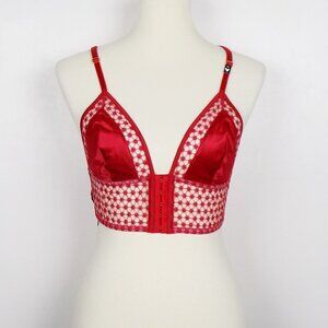 nwt VS strappy crop bralette bra sexy mesh cherry red lingerie